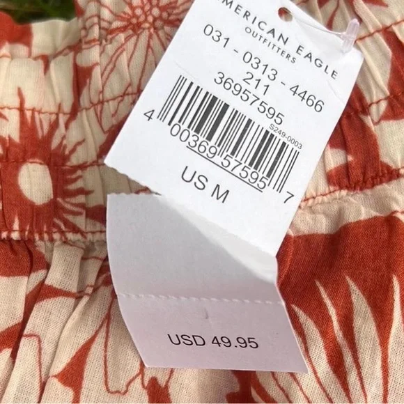 American Eagle Outfitters Rust & Cream Floral Tiered Shorts - Picture 3 of 3